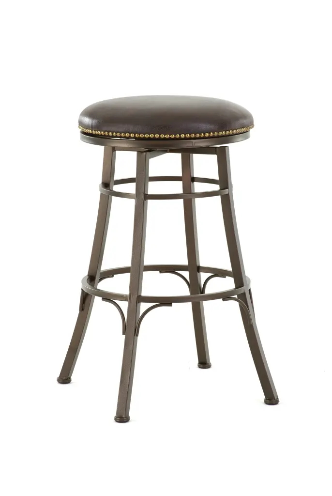 Bali Backless Swivel Bar Chair Dark Brown Wood steve silver furniture
