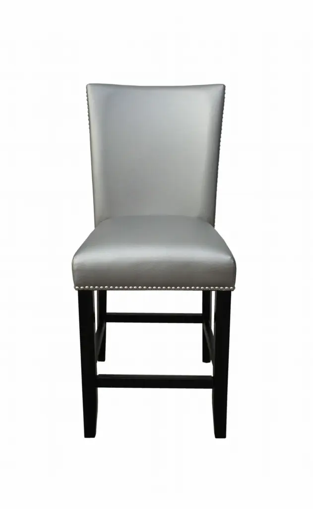 Camila PU Counter Chair Set 2 Silver White Wood Bar Stools steve silver furniture
