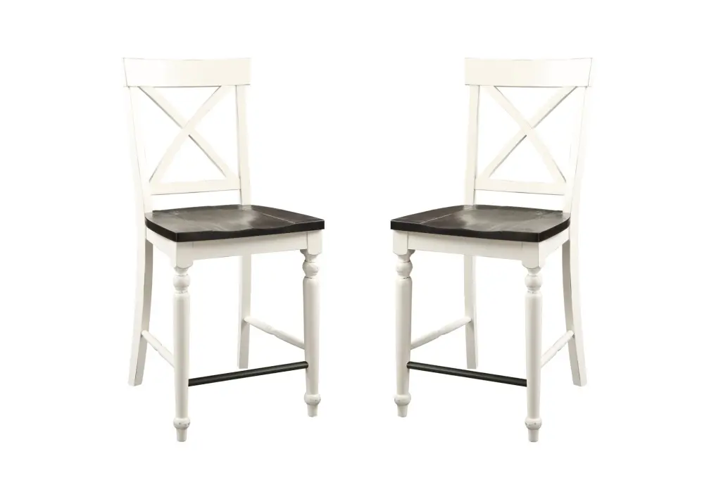 Set 2 Brown and White 24 Inch Tall Bar Stools wallace - bay