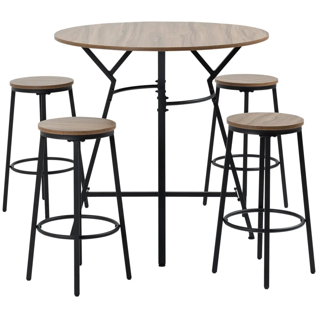 Homcom Industrial 5 Piece Bar Table And Chairs Set Space Saving Dining Furniture aosom business