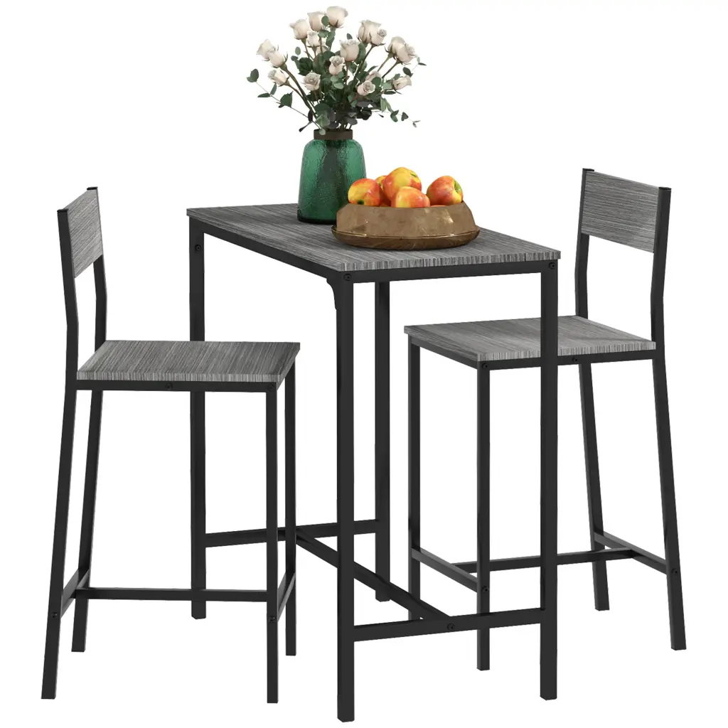Homcom 3 Piece Bar Table And Chairs Industrial Dining Table Set 2 Counter Height aosom business