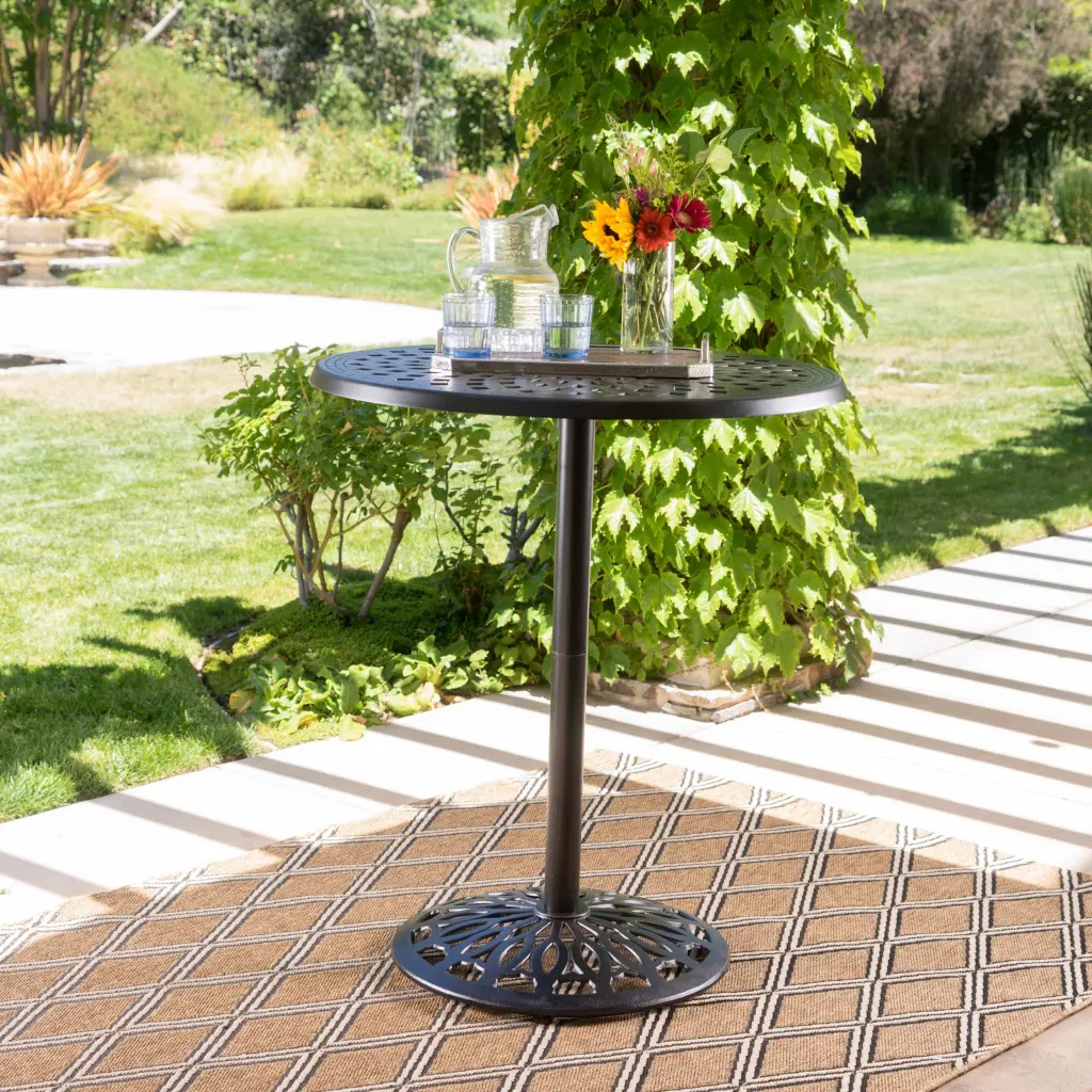 Cast Aluminium 35'' Round Bar Table Copper Aluminium nh-bc furniturings