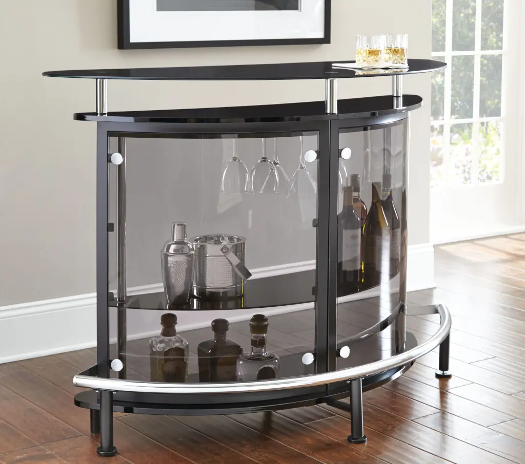 Ariana Black Tempered Glass Bar Table or Server steve silver furniture