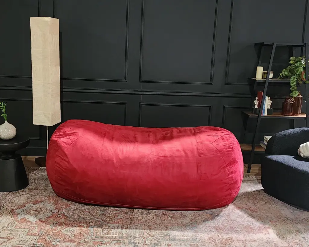 Jasper Traditional 8 Foot Cylindrical Suede Bean Bag Red Microfiber bazar