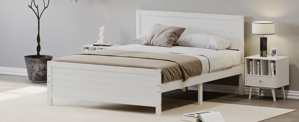 Wood Platform Bed Frame Headboard Mattress Foundation Solid Wood Bed bed best