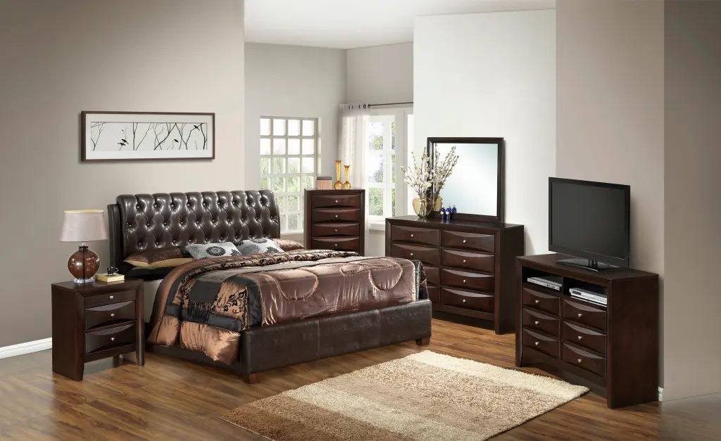 Marilla G1550C FB UP Full Bed Dark Brown Foam Pu Upholstered Bed glory furniture