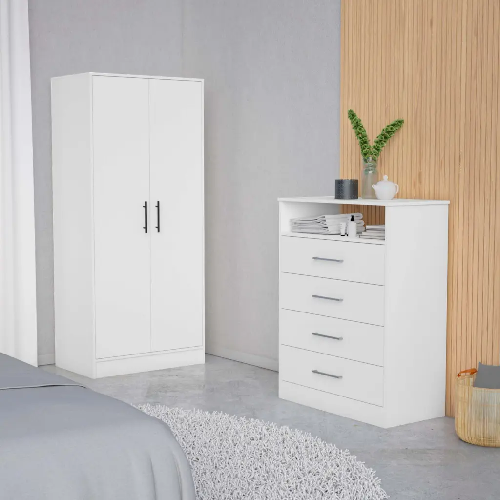 Lansing White 2 Piece Bedroom Set Modern Wood Bedroom Furniture furniture max