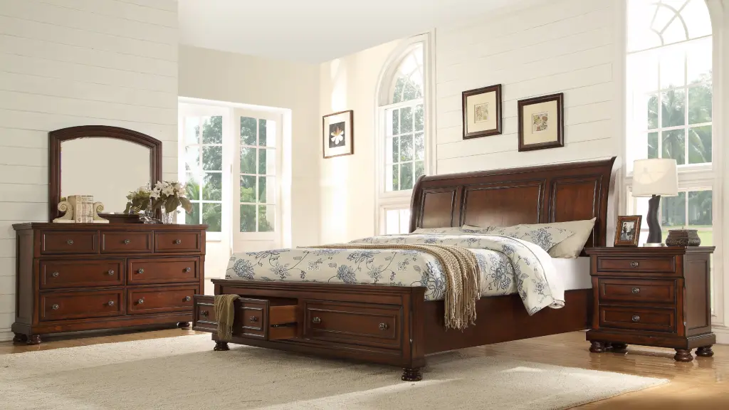 Baltimore Queen 4 Piece Bedroom Set Dark Walnut Wood Furniture galaxy home furnishings
