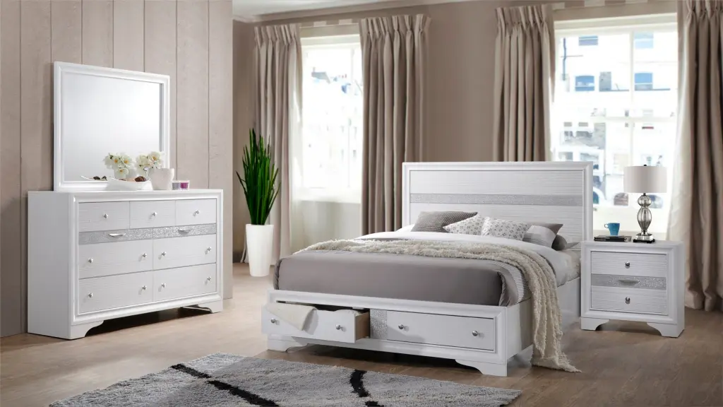 Matrix Traditional Style Full 4 Piece Storage Bedroom Set Wooden Furniture galaxy home furnishings