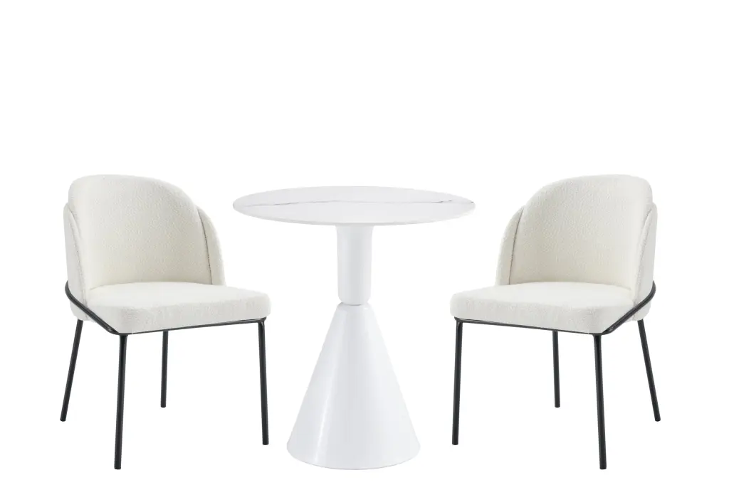 White MDF Metal Two Chairs and Table Set d-n furniture