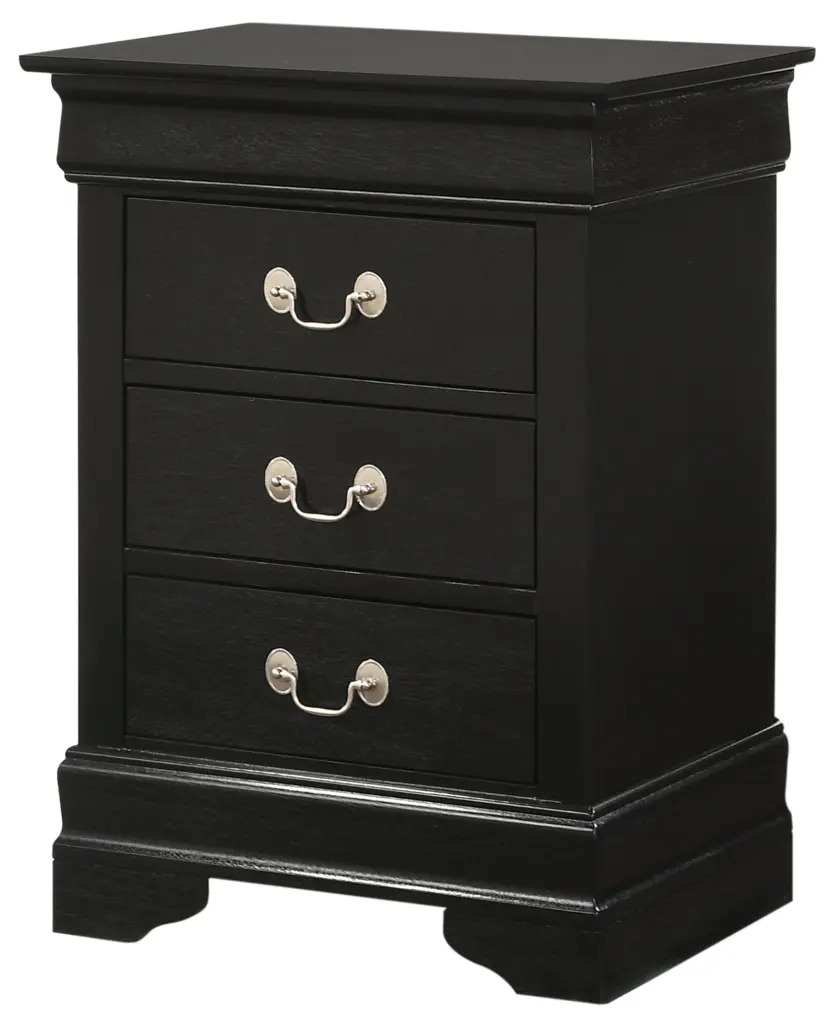 Louis Phillipe G3150 3N 3 Drawer Nightstand Black Particle Board glory furniture
