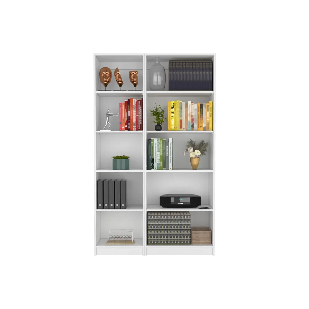 Idalia 2 Piece Living Room Set 2 White Bookcases Particle Board treevol furniture