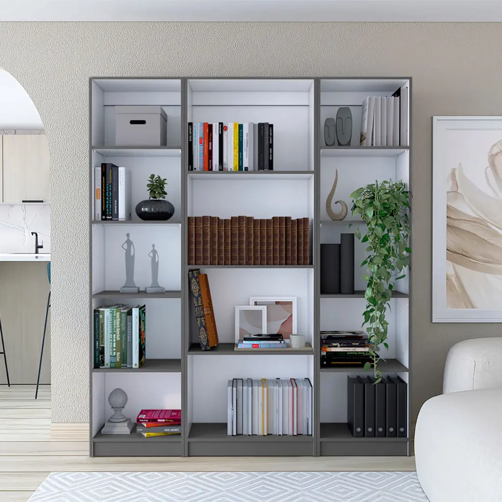 Davie 3 Piece Home Bookcase Set 60 Inch Wide 14 Shelves tuhome