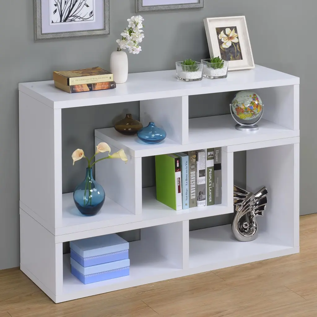 White Convertible Bookcase 5 Shelf Open Back Office Storage furniture max