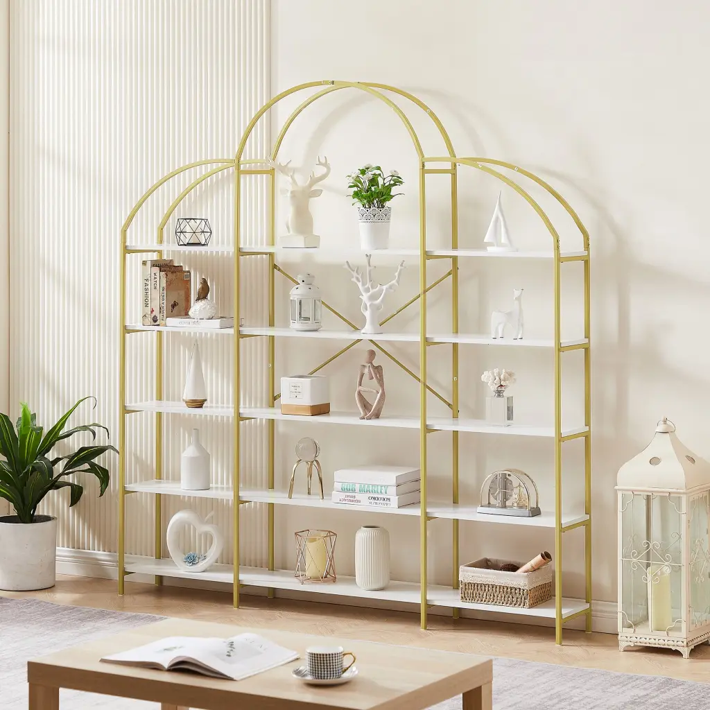 74.8 Inch 5 Tier Office Bookcase Bookshelf Presentation Shelf Round Edges rnb