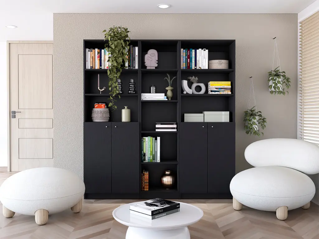Acres 3 Piece Home Bookcase Set 67 Inches Wide 11 Shelves And Two Drawers tuhome