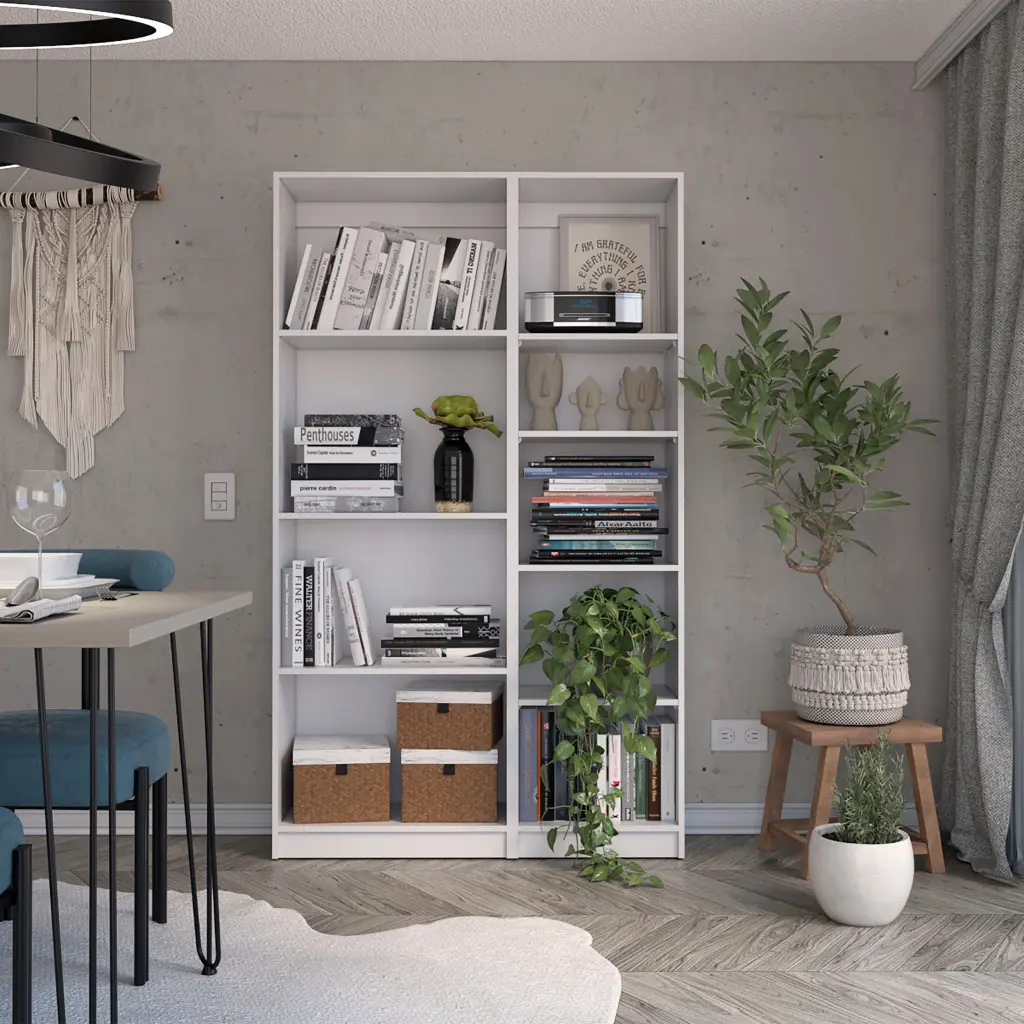 2 Piece Bookcase Living Room Set Storage Cabinet 42 Inch Wide And 9 Shelves tuhome