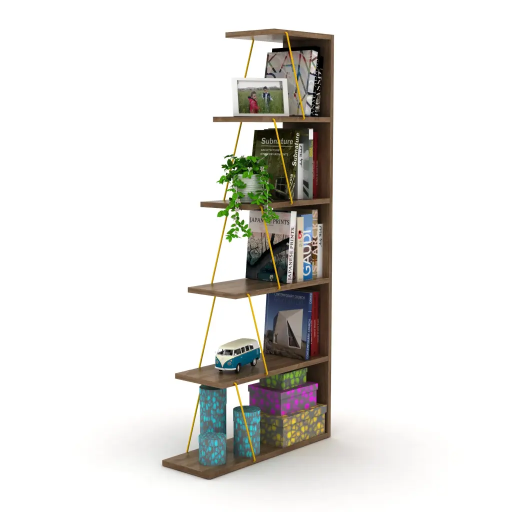 Furnish Home Store Modern 5 Tier Ladder Bookshelf Narrow Bookcase furnia