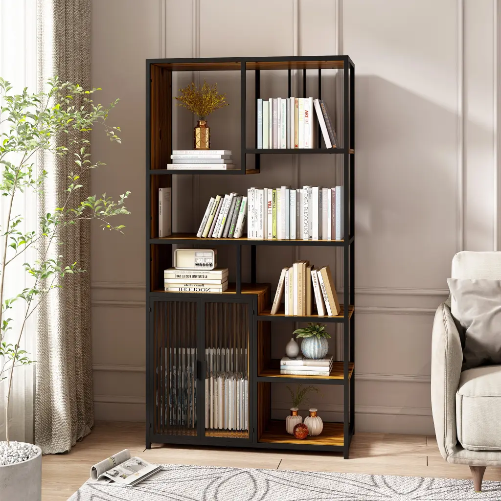 Multipurpose Bookshelf Storage Rack Left Side Enclosed Storage Compartment spribung