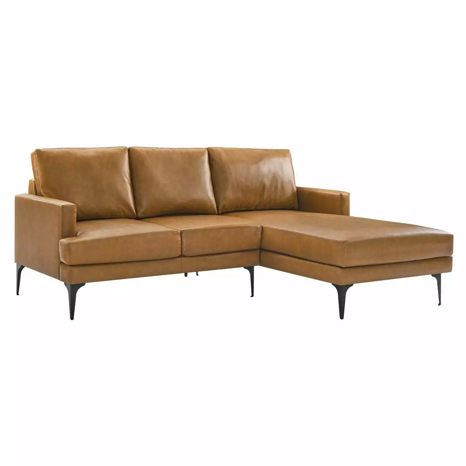 Tan Vegan Leather Sectional Sofa Cafe Bistro Restaurant Contemporary HB34367 Mod