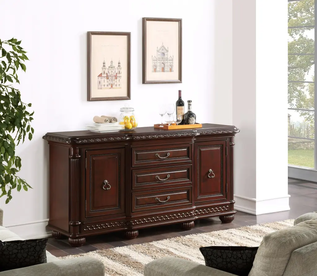 Antoinette Buffet Dark Brown Dark Brown Wood steve silver furniture
