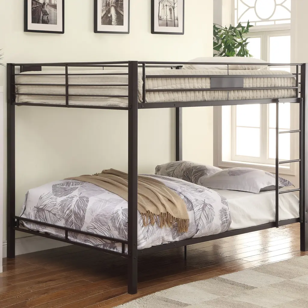 Sandy Black Double Queen Bunk Bed Constructed Ladder Black Metal furniture max