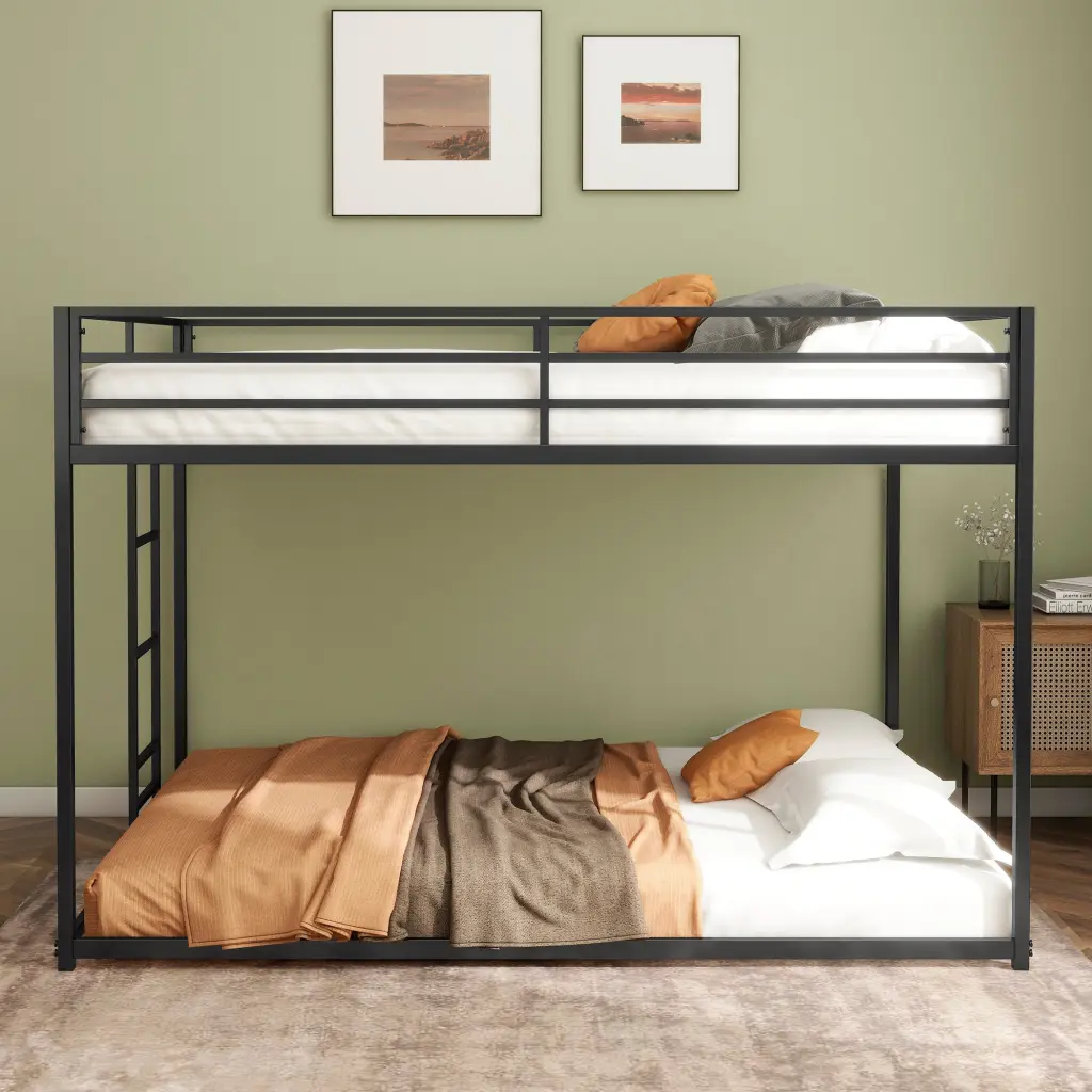 Adam Full Over Full Bunk Bed Black Metal Frame house - home furniture