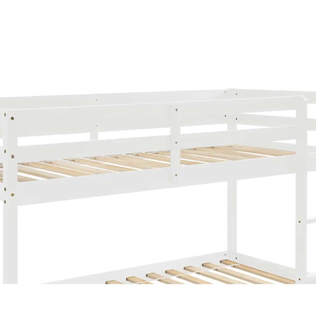 Twin Over Twin Floor Bunk Bed White Pine inspirit