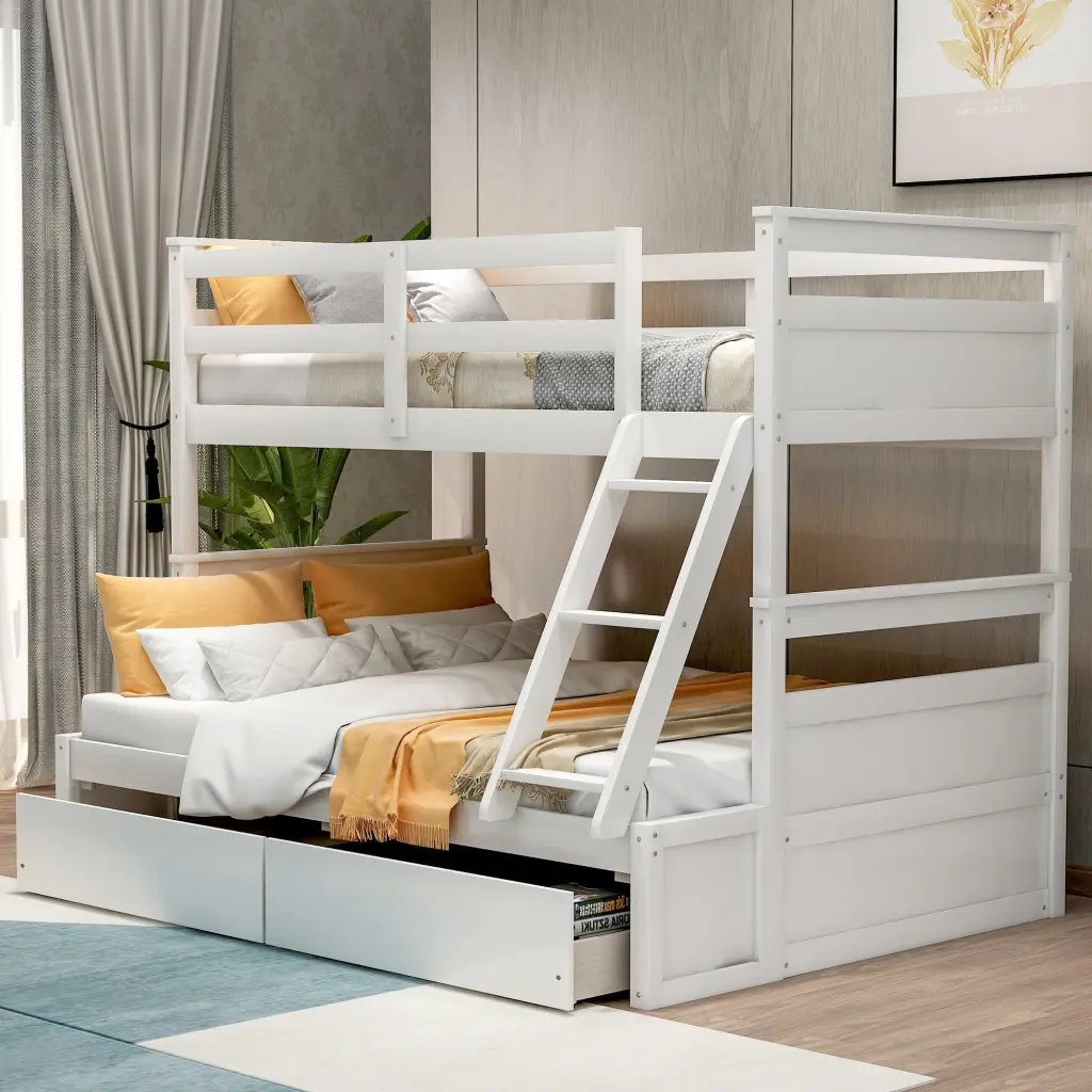 Twin Over Full Bunk Bed Storage White Space Saving lucky furniture
