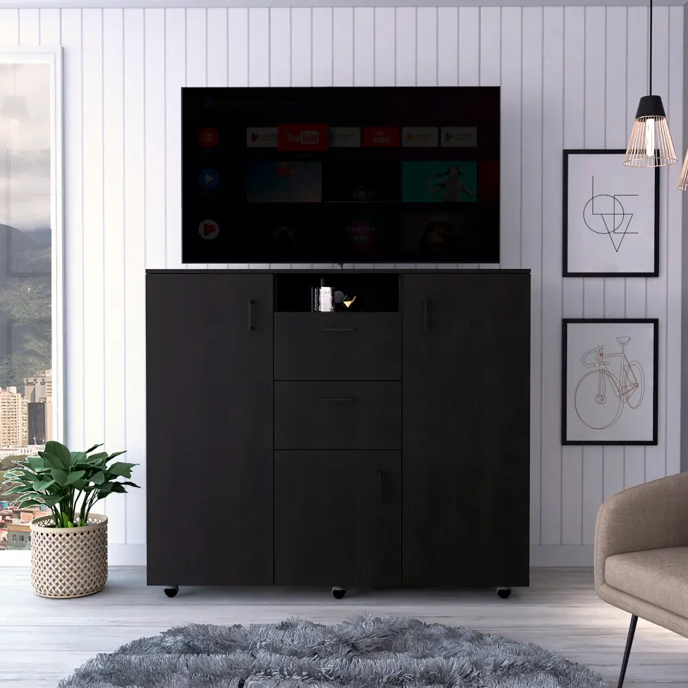 3 Door Cabinet Dresser 48"H Two Drawers Four Interior Shelves Rod rta mubles colombia