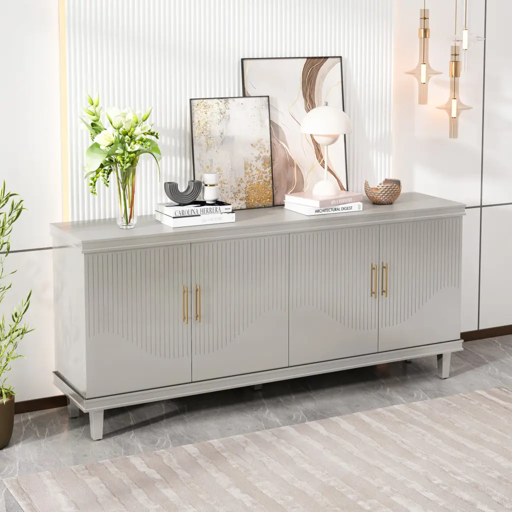 70.07 Inch Large Size 4 Door Cabinet Living Room Kitchen Bedroom rnb