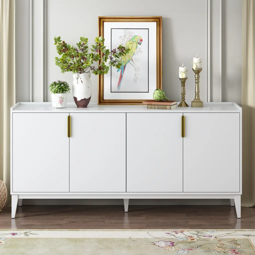 4 Door Wooden Storage Cabinet Sideboard Hallway and Entryway u_style