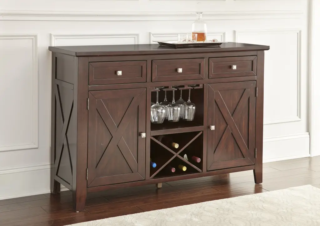 Adrian Server Dark Brown Wood Storage Cabinet Modern Design steve silver furniture