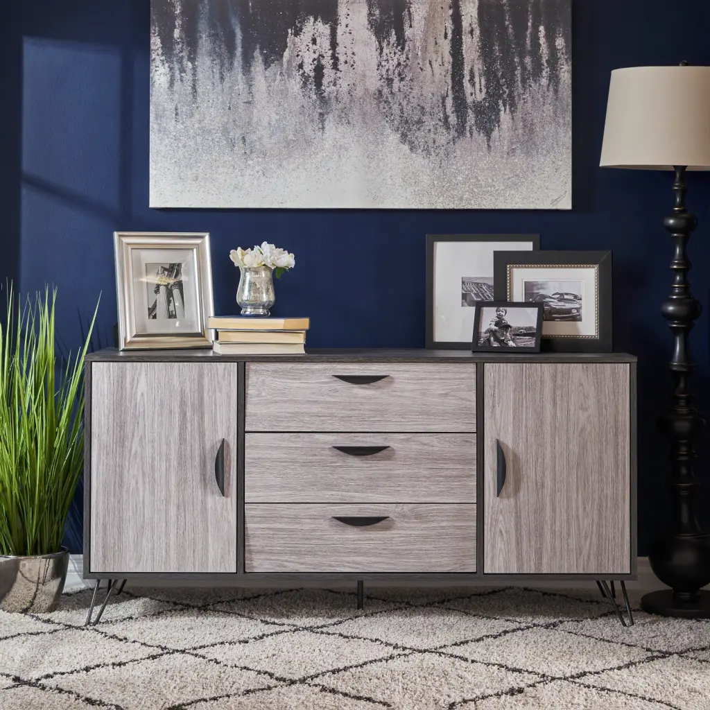 Multi Function Grey Particle Board Cabinet Home Office nh-bo