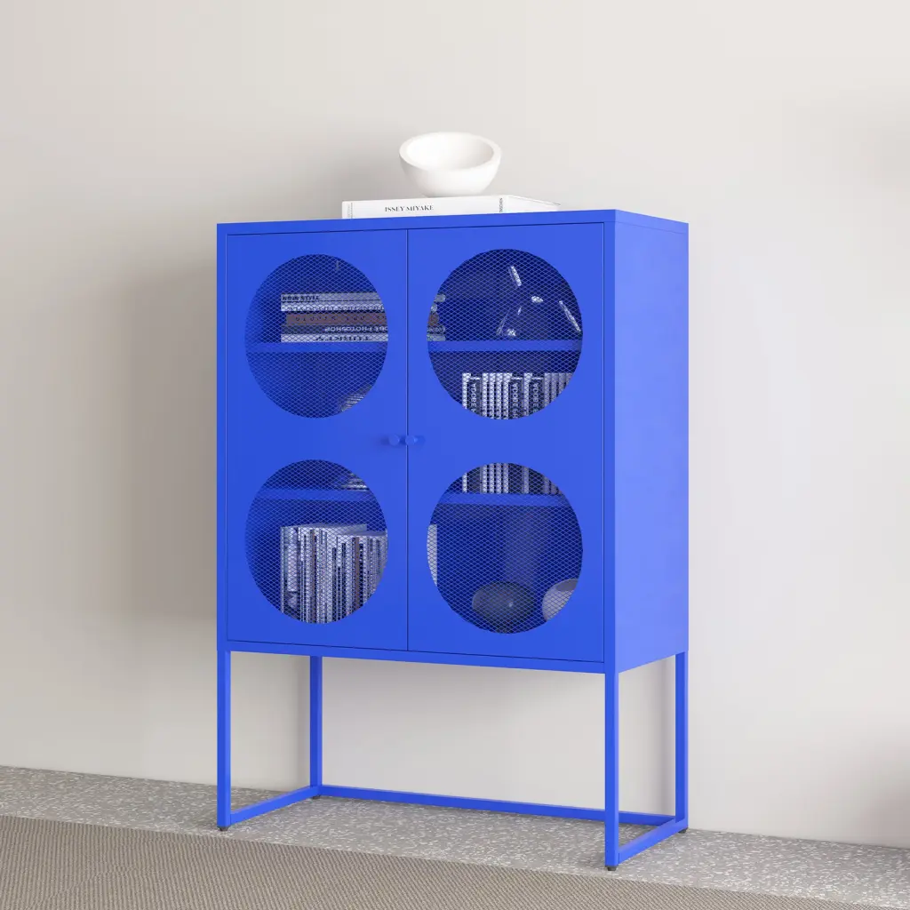 Blue Storage Cabinet Doors Modern Blue Accent Cabinet Free Standing xingdu store