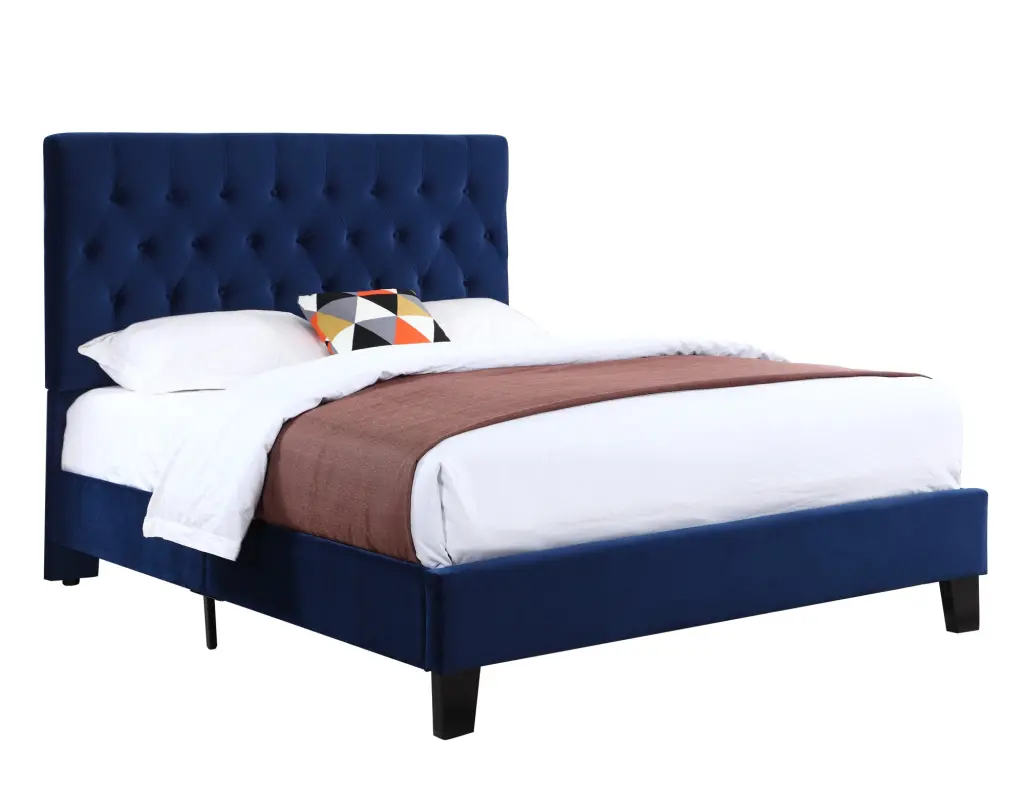 Luma Blue California King Upholstered Bed Foam and Solid Wood Frame wallace - bay