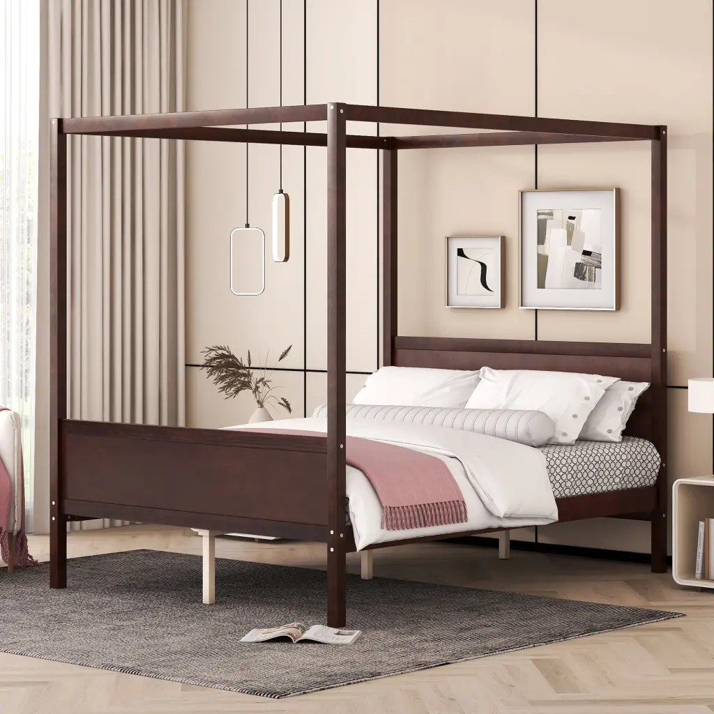 Queen Size Canopy Platform Bed Headboard and Footboard lucky furniture