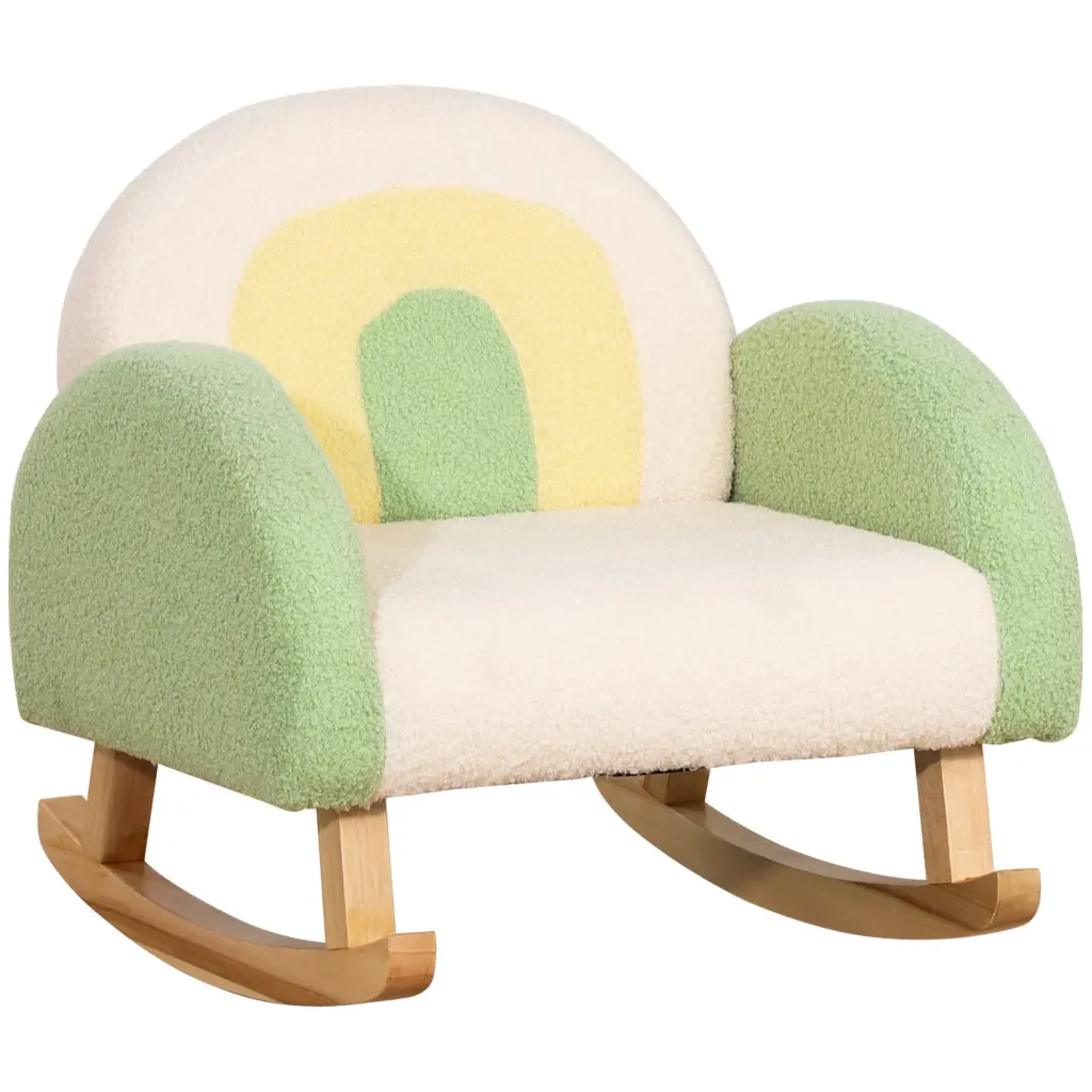 Qaba Kids Rocking Toddler Sofa Chair Solid Wooden Frame aosom business