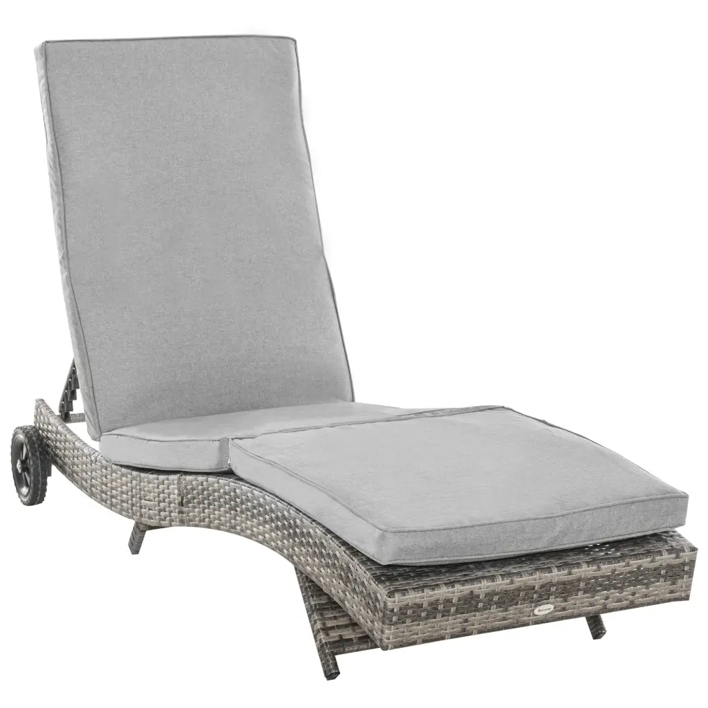 Outsunny Chaise Lounge Pool Chair Outdoor PE Rattan Cushioned Patio Seat aosom business