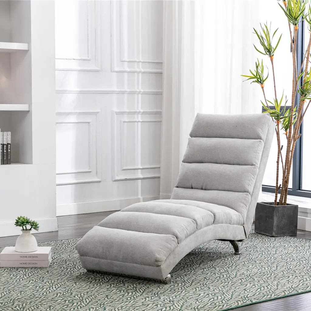 Coolmore Linen Massage Chaise Lounge Indoor Recliner Remote Ergonomic Relaxation coolmore w-395