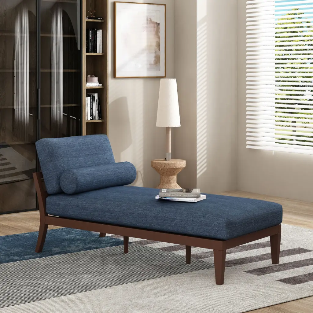 Chaise Lounge Navy Blue Fabric nh-perfect home
