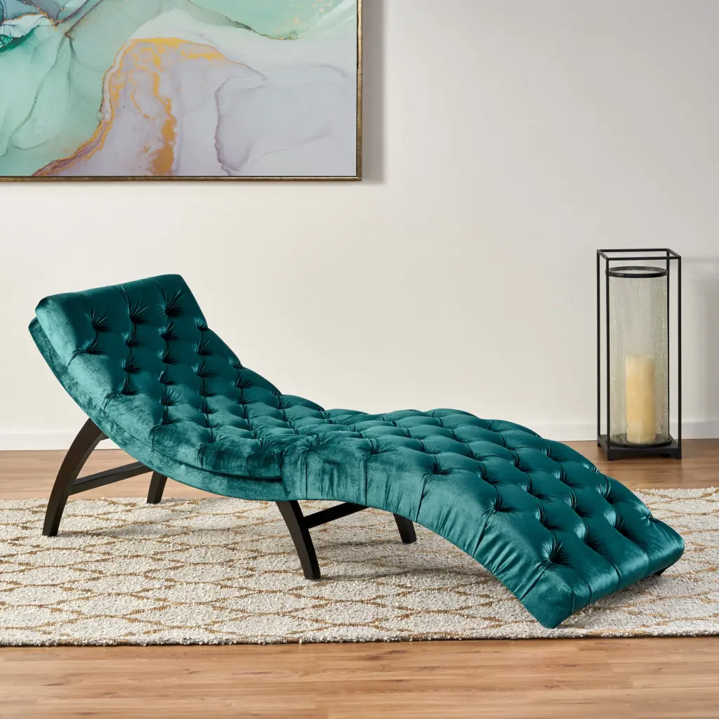 Teal Altay Velvet Chaise Lounge Living Room nh-perfect home