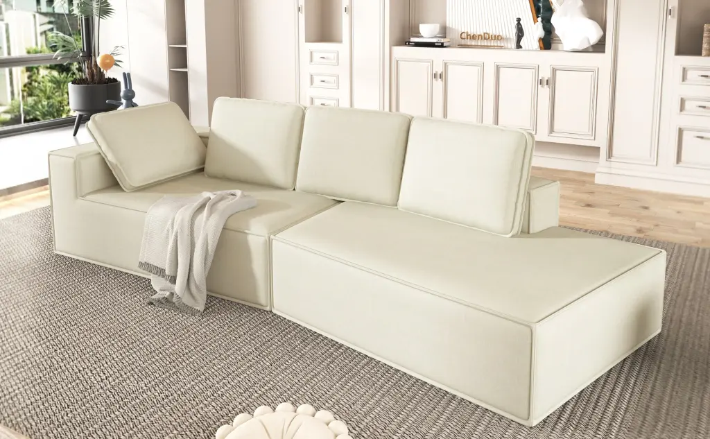 125 Inch Chic Chaise Lounge Modern Indoor Sleeper Sofa rnb