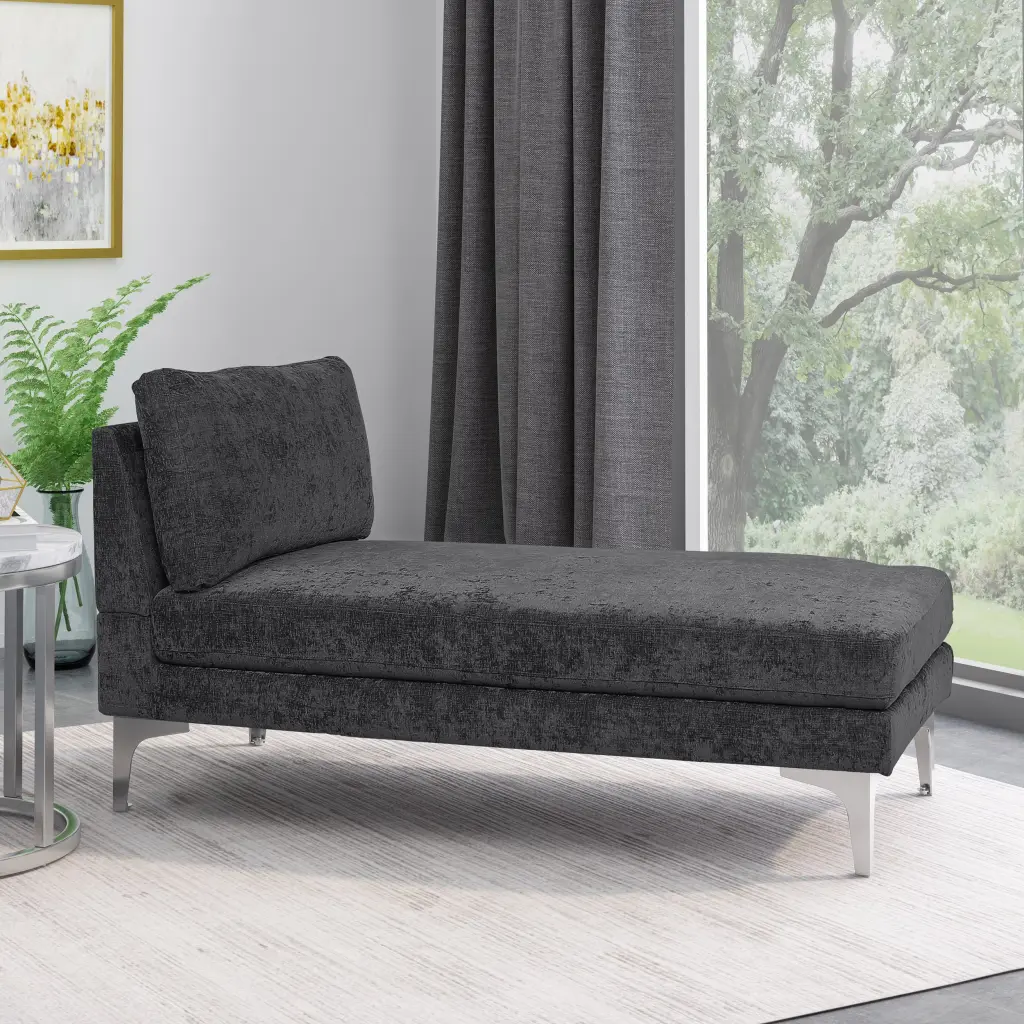 Chaise Lounge Black Fabric 1 Seat Modern Living Room Recliner Chair nh-ihave