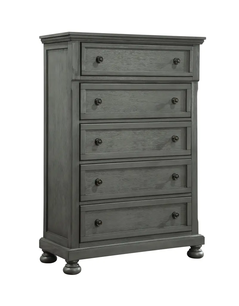 Jackson Modern Style 5 Drawer Chest Wood and Rustic Gray Finish galaxy home furnishings