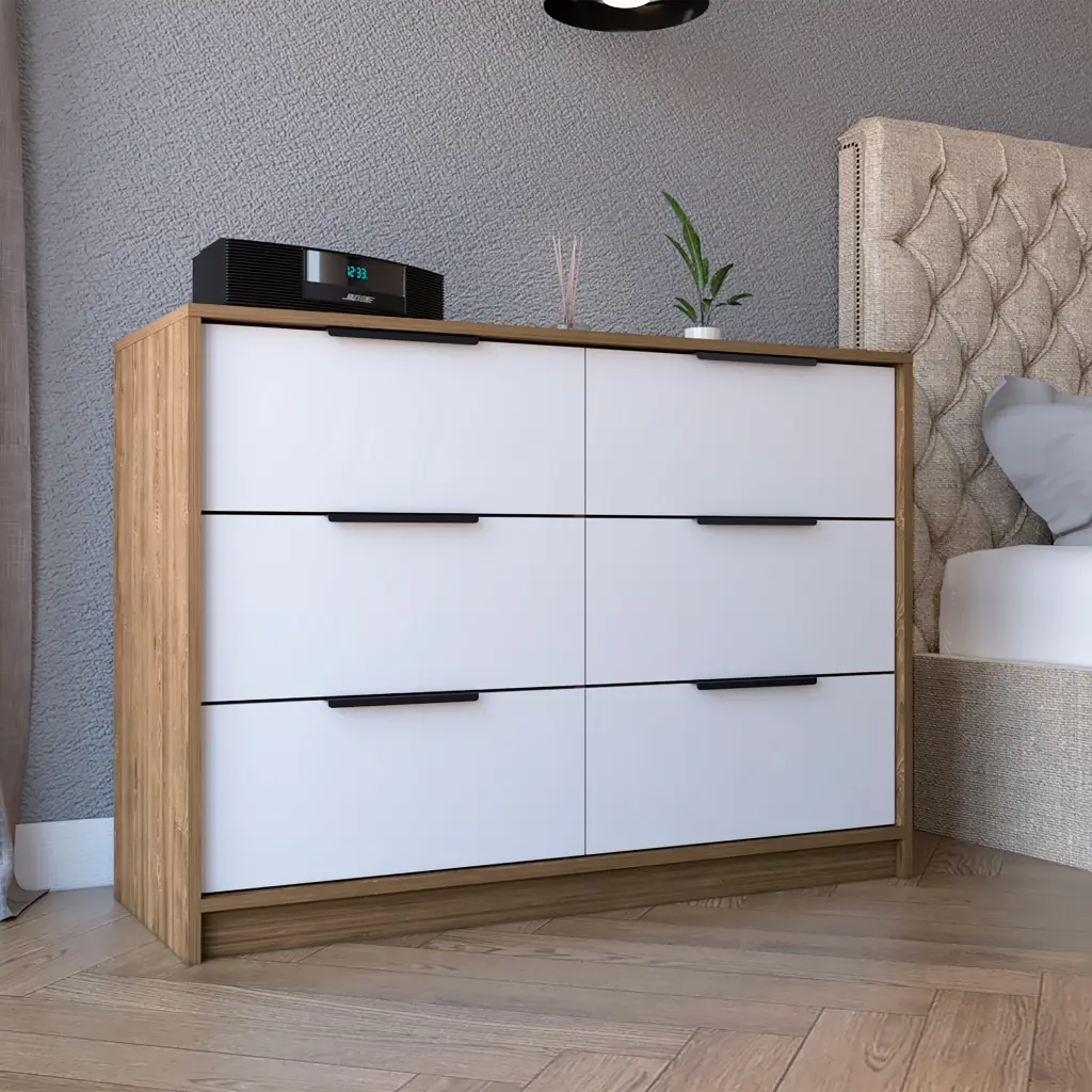 Kaia 4 Drawers Dresser High-quality Pine White Multicolor Bedroom Modern Storage Chest tuhome