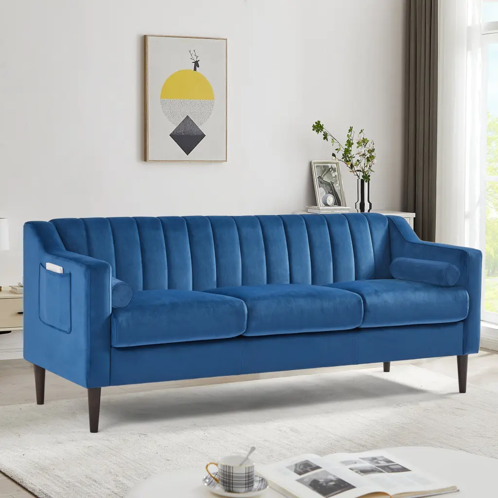Modern Chesterfield Sofa Couch Cozy Upholstered Velvet Living Room Furniture ching hing-furniture