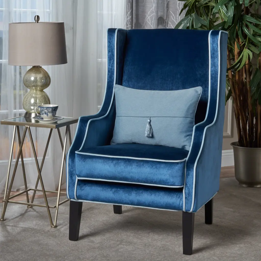 Club Chair Blue Velvet Comfortable Living Room Accent Chair nh-cloudhouse