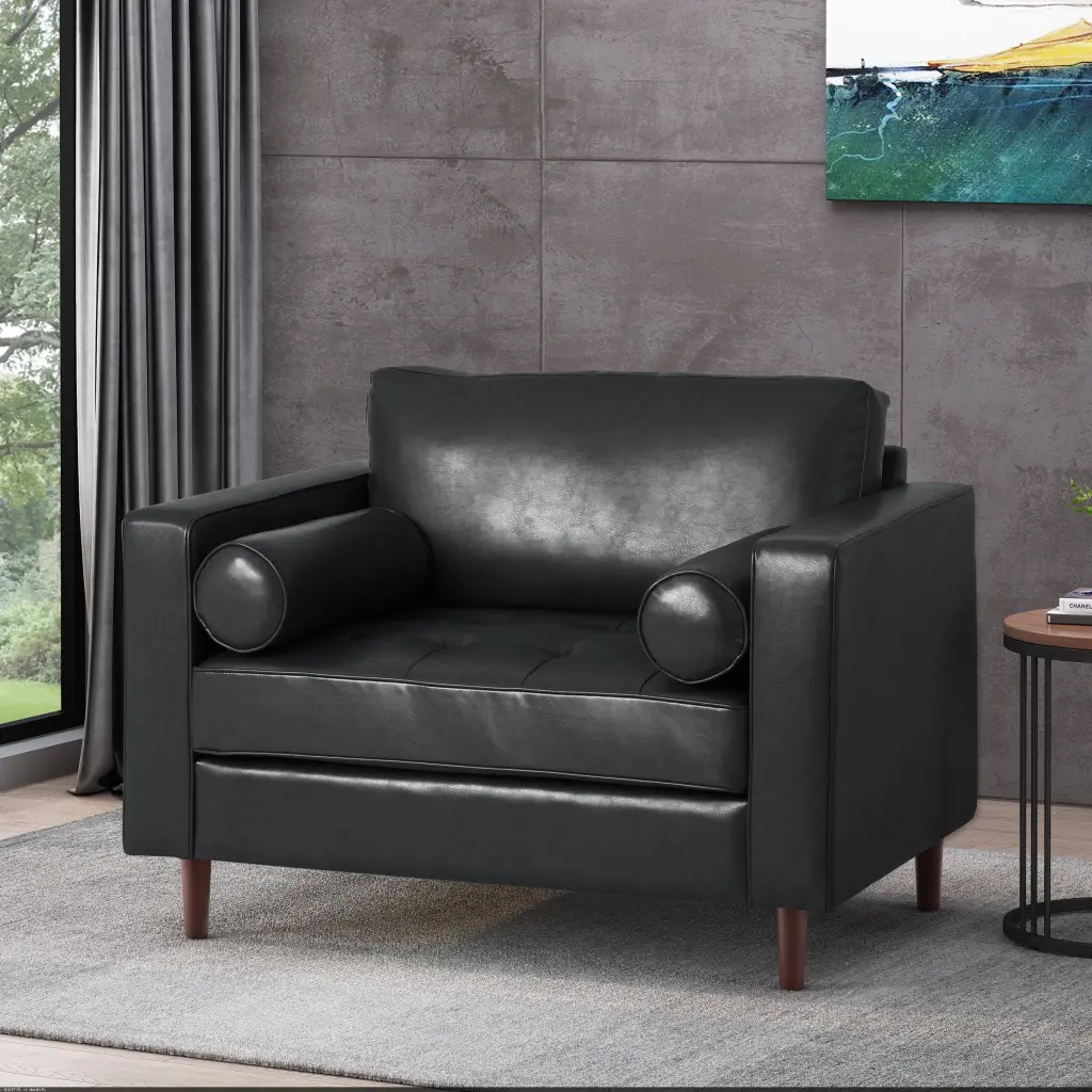 Club Chair Black PU Leather Finish nh-ihave