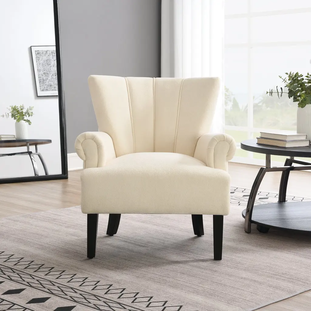 Modern Accent Living Room Chairs Polyester Armchair Club Chair Chrome Legs zhenyi